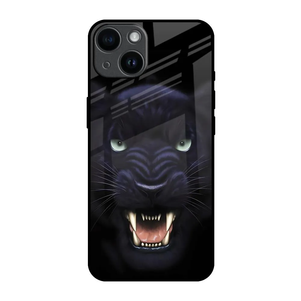 Angry Black Leopard Glass Case for iPhone 14 professional accessory Impact shield