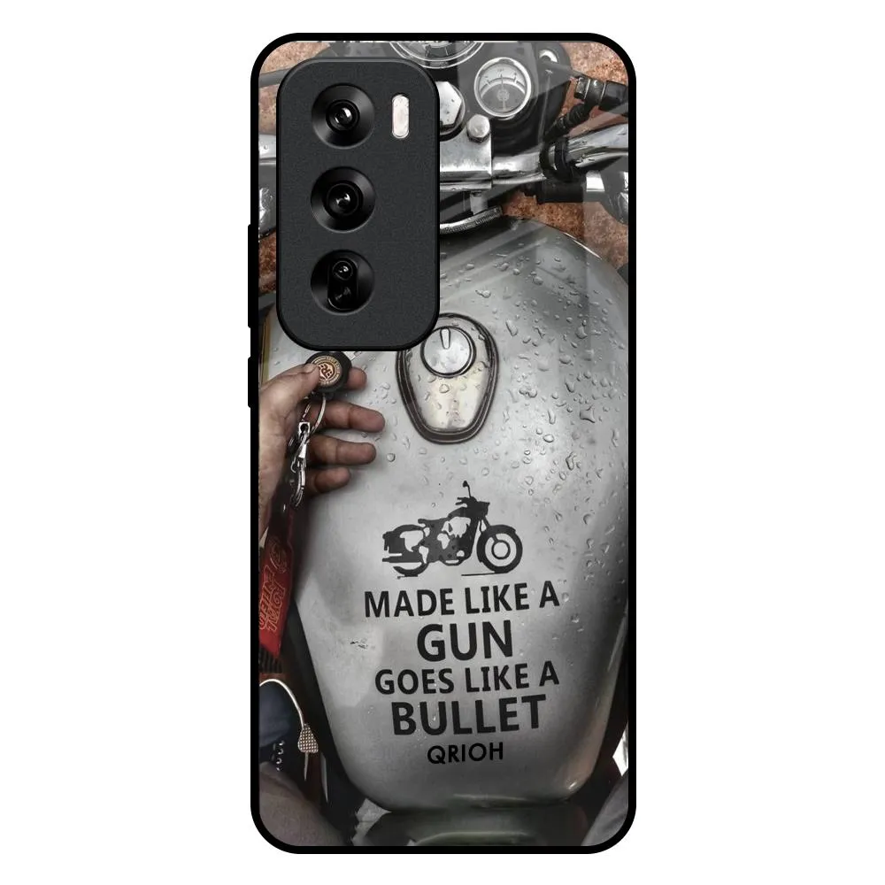 Royal Bike Glass Case for Oppo Reno 12 5G Gloss Finish Design Comfort Finish Layer