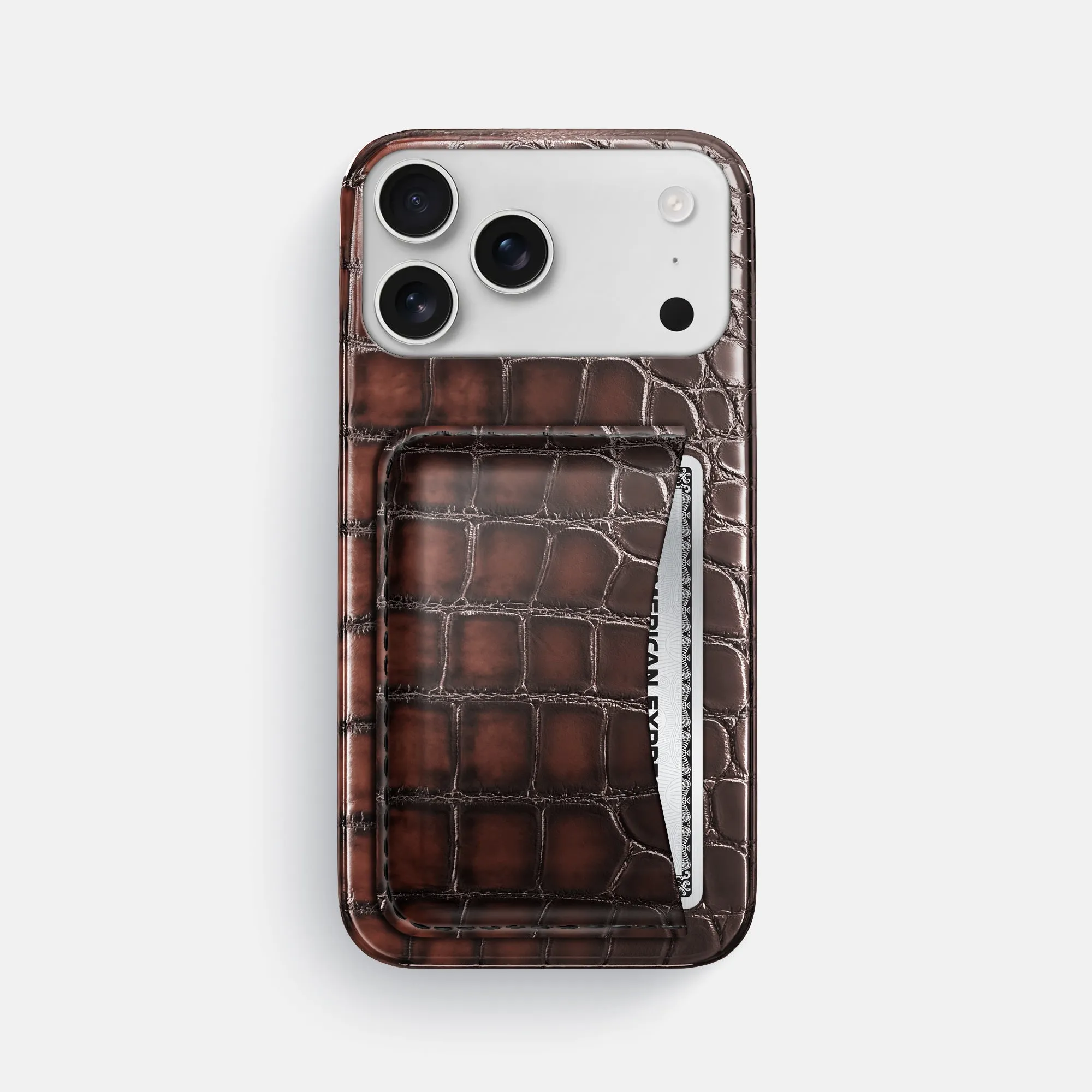 Grip Safe Rugged Edge Texture Slim Card Case For iPhone 17 Pro Max In Patina Alligator