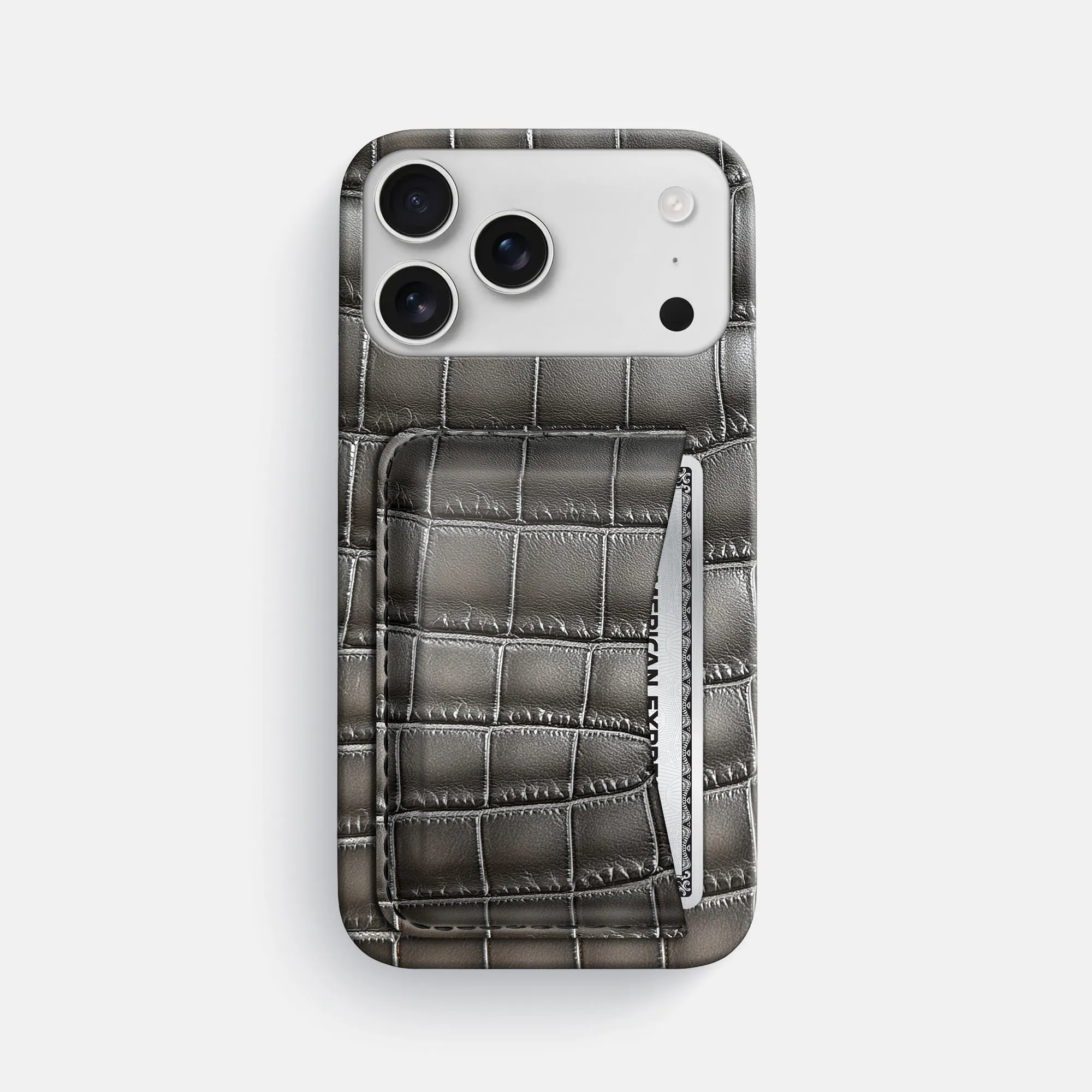 Pocket Size Slim Card Case For iPhone 17 Pro Max In Patina Alligator