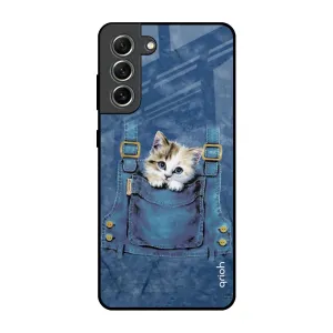 Minimal Surface Kitty In Pocket Glass Case For Samsung Galaxy S21 FE 5G