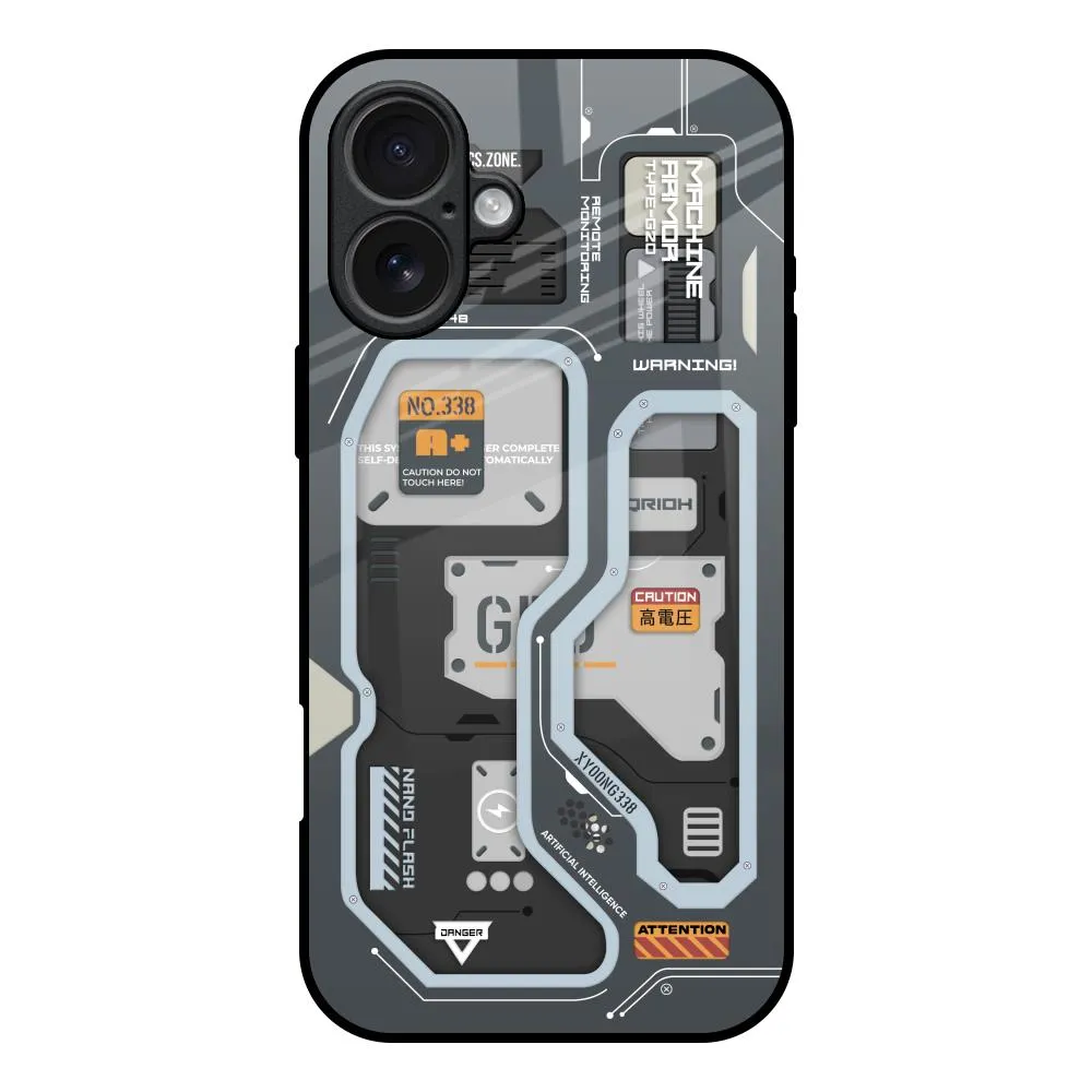 Retro Futuristic Glass Case for iPhone 17 Durable Edge Texture