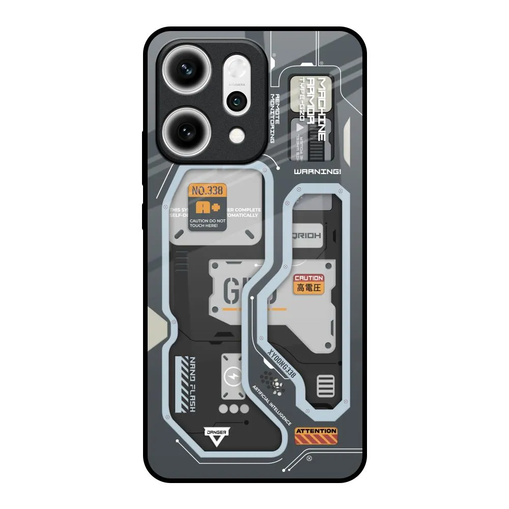 Stylish Cover Protective Build Retro Futuristic Glass Case for Oppo Reno14 5G