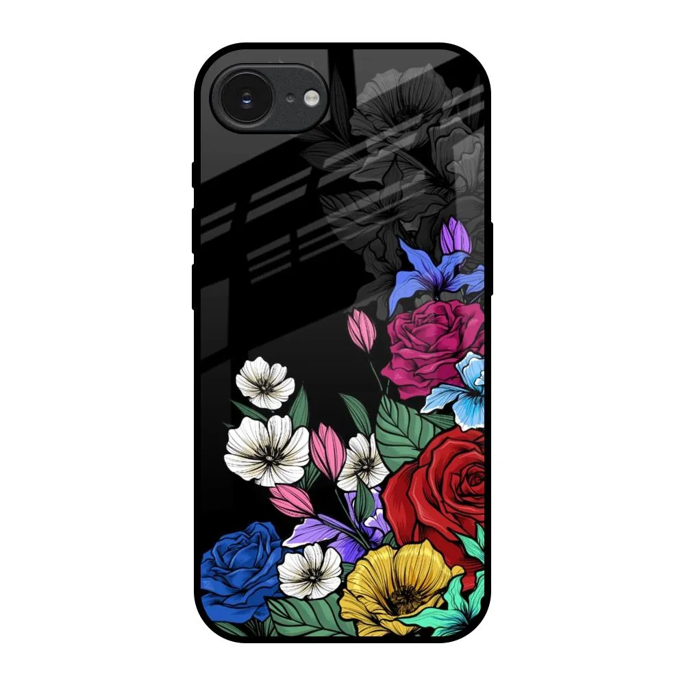 Rose Flower Bunch Art Glass Case for Apple iPhone 16e Light Design Durable Grip