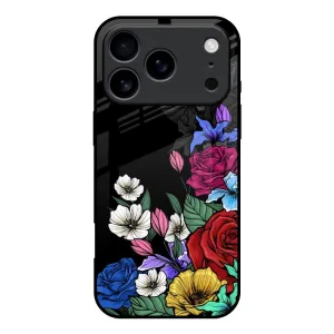 Protective Pattern Rose Flower Bunch Art Glass Case for iPhone 17 Pro