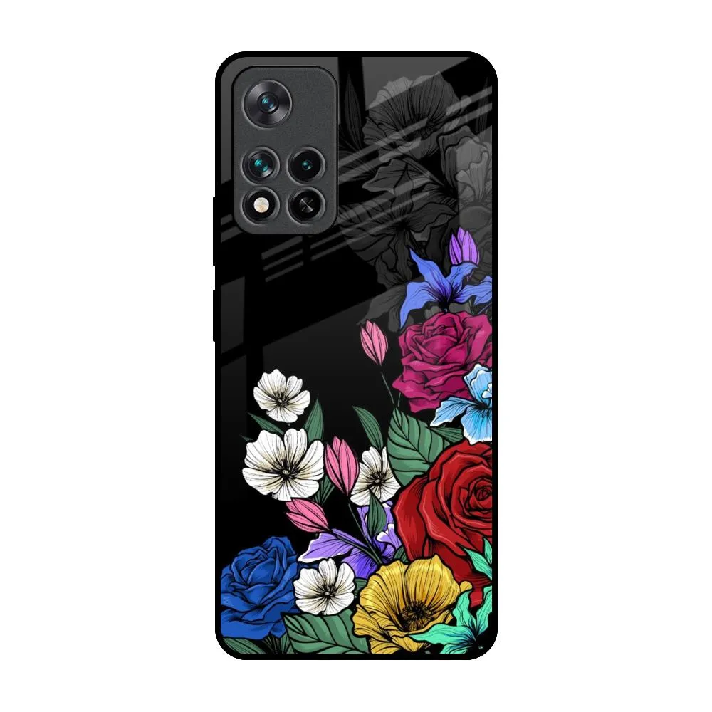 Modern Aesthetic Rose Flower Bunch Art Glass Case for Mi 11i