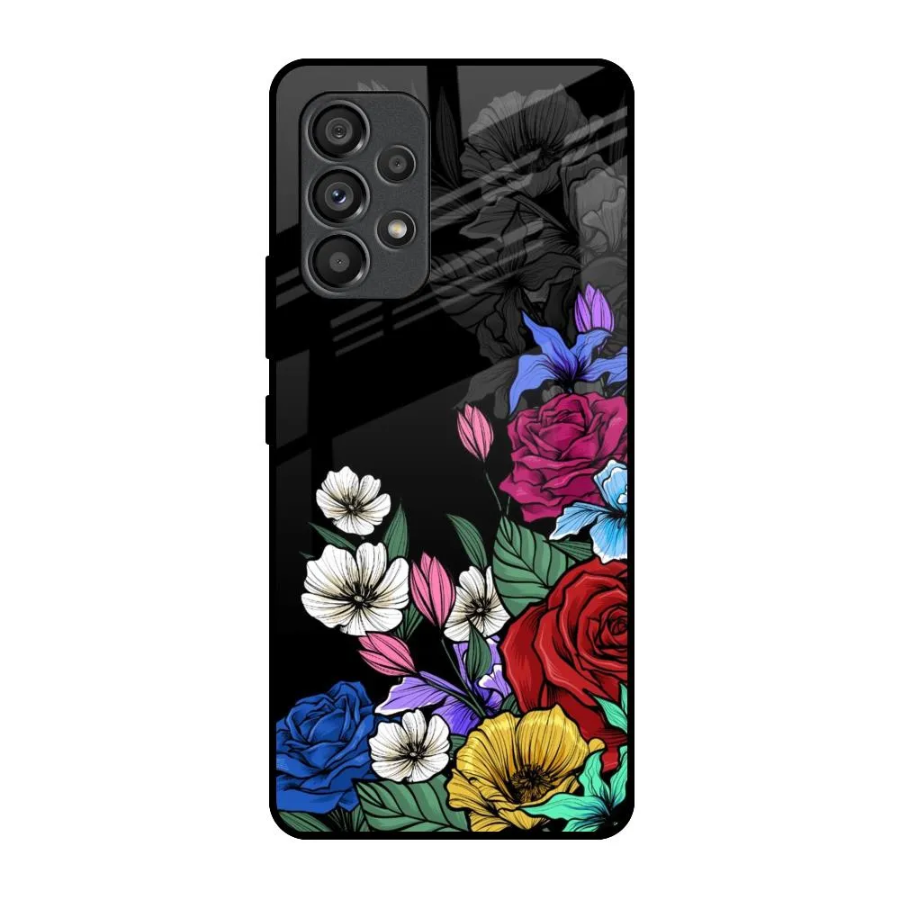 Rose Flower Bunch Art Glass Case for Samsung Galaxy A53 5G Durable Finish Layer