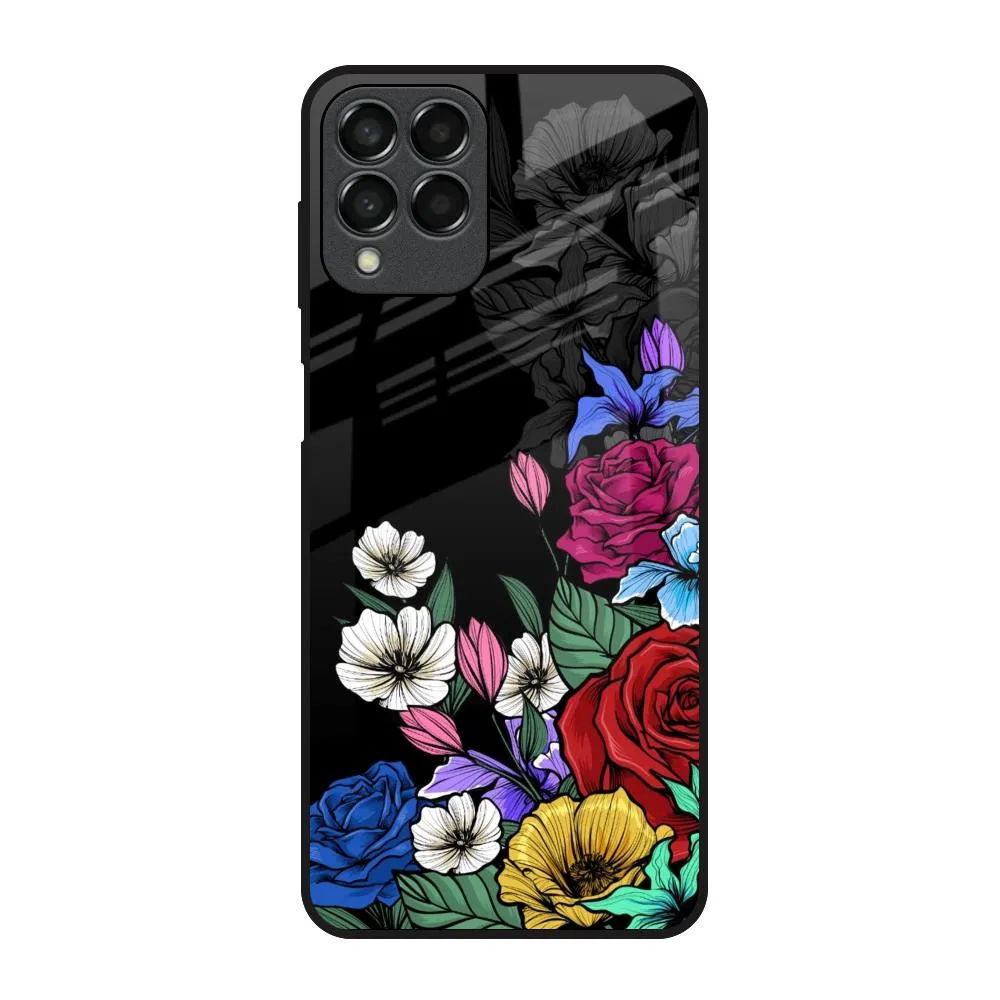 Matte Look Affordable option Rose Flower Bunch Art Glass Case for Samsung Galaxy M53 5G