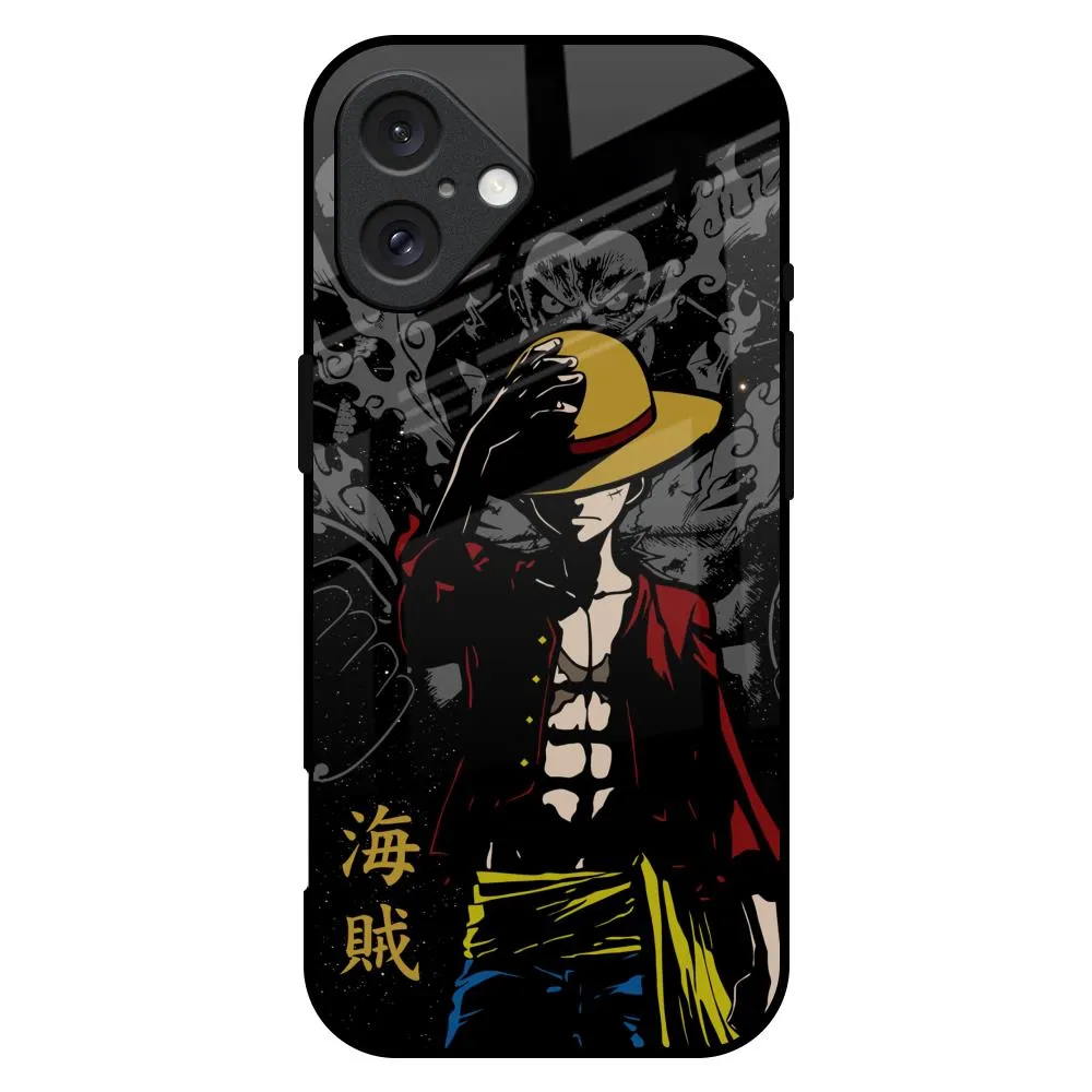 Dark Luffy Glass Case for iPhone 16 Plus Modern Accent