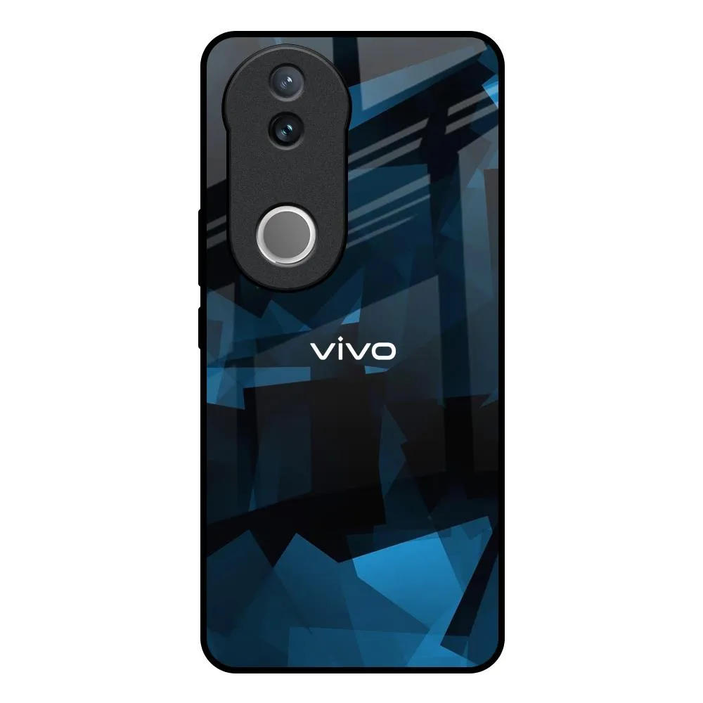 Polygonal Blue Box Glass Case For IQOO Z10R 5G Soft Finish Scratch Guard