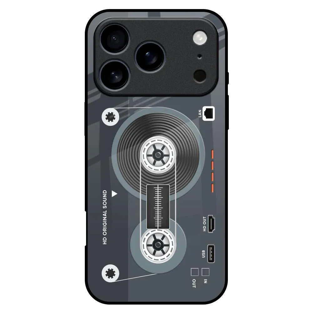 Retro Recorder Glass Case for iPhone 17 Pro Max Durable Shape