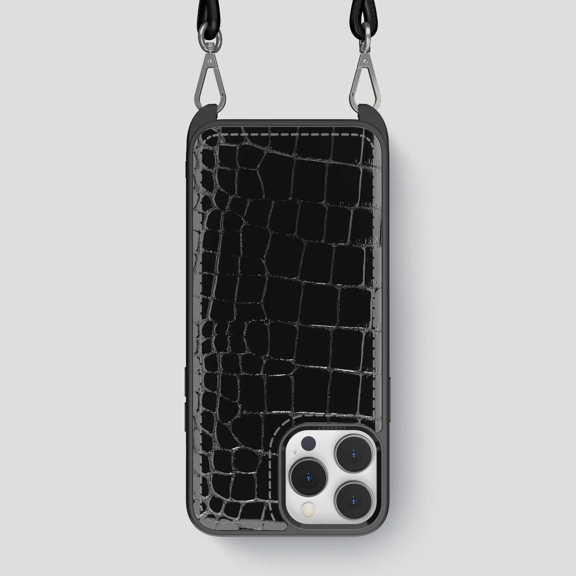 Flexible Fit Gloss Surface Crossbody Sport Case For iPhone 14 Pro Max In Shiny Alligator