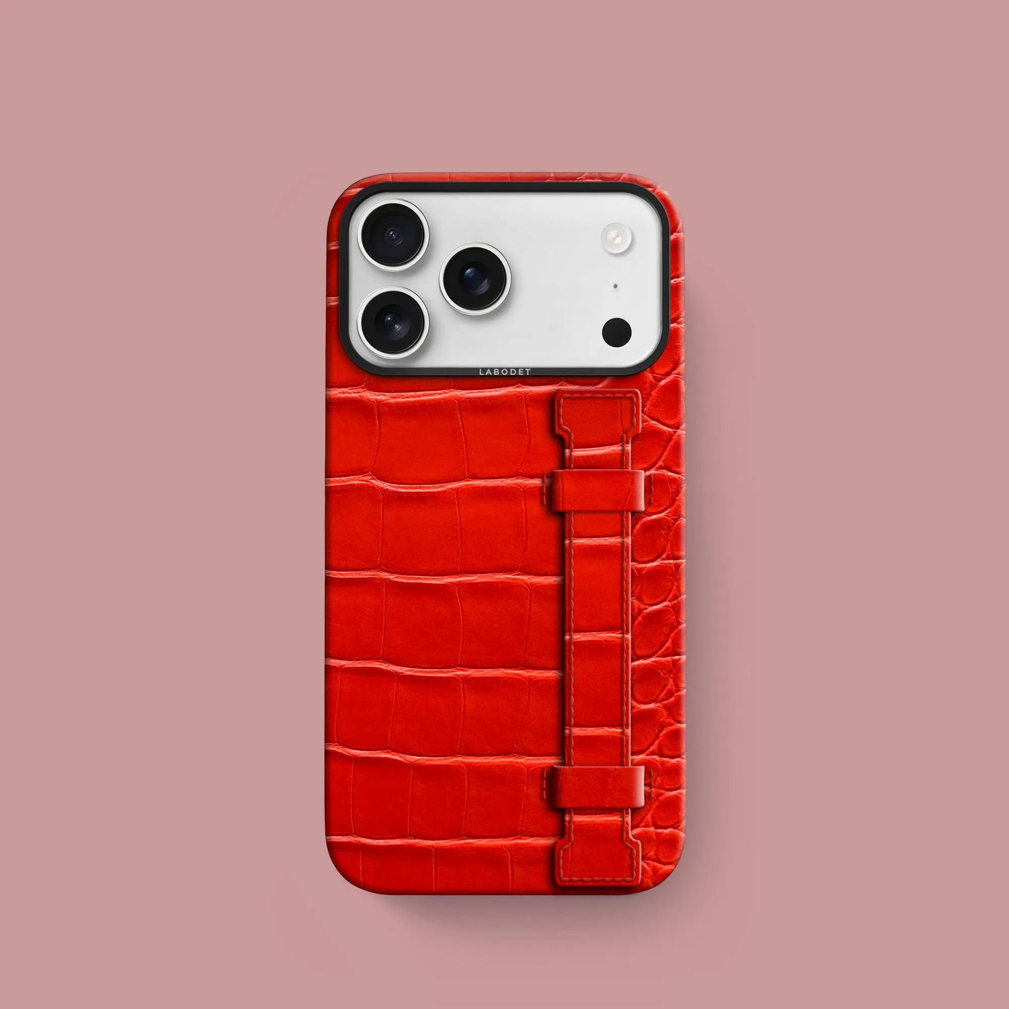 Handle Case Deep Coral For iPhone 17 Pro In Alligator Smooth Finish Soft Frame