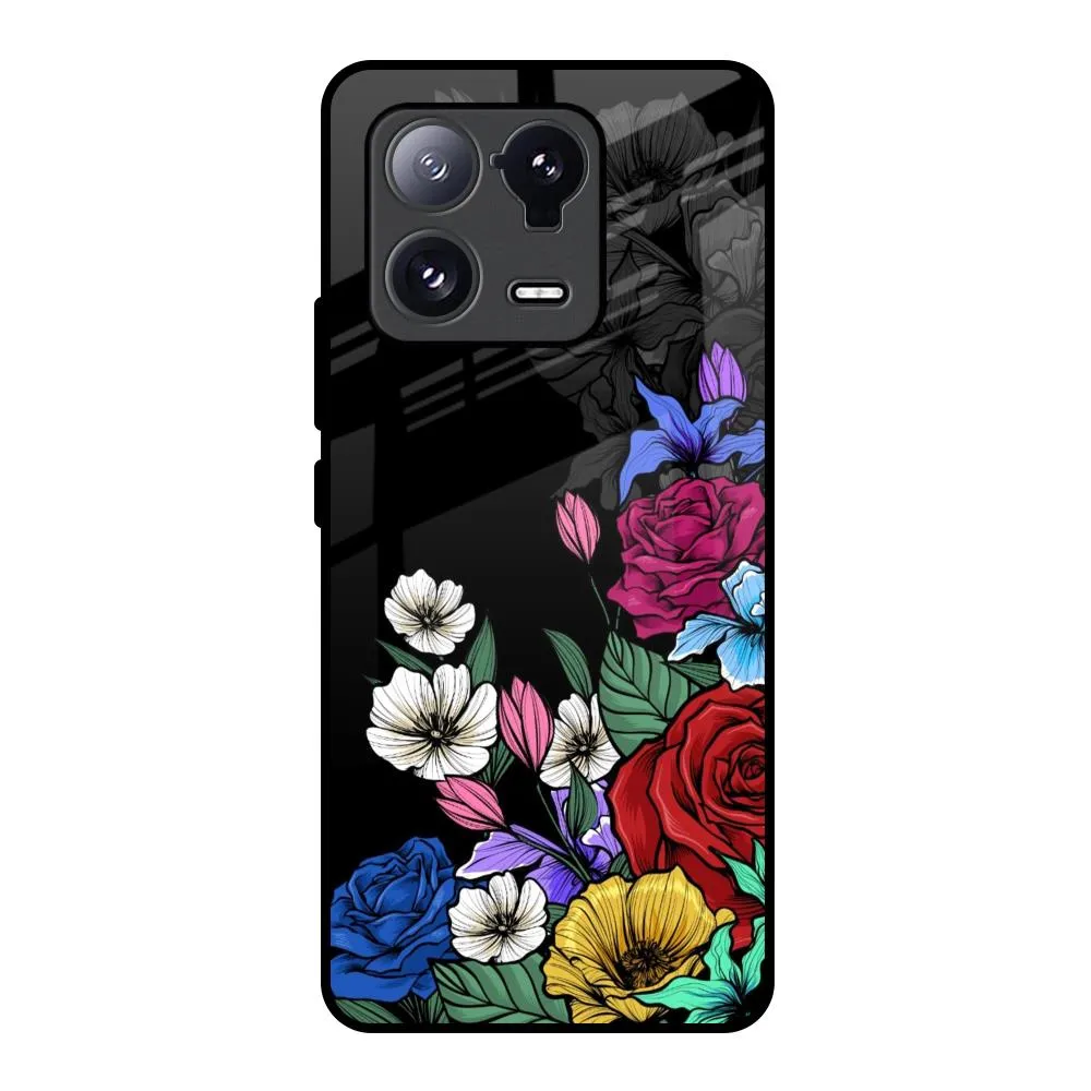 Scratchproof Surface Rose Flower Bunch Art Glass Case for Mi 13 Pro