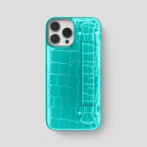Glossy Texture Layer Handle Case For iPhone 14 Pro Max In Shiny Alligator
