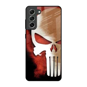 Raised Bezels Red Skull Glass Case for Samsung Galaxy S21 FE 5G