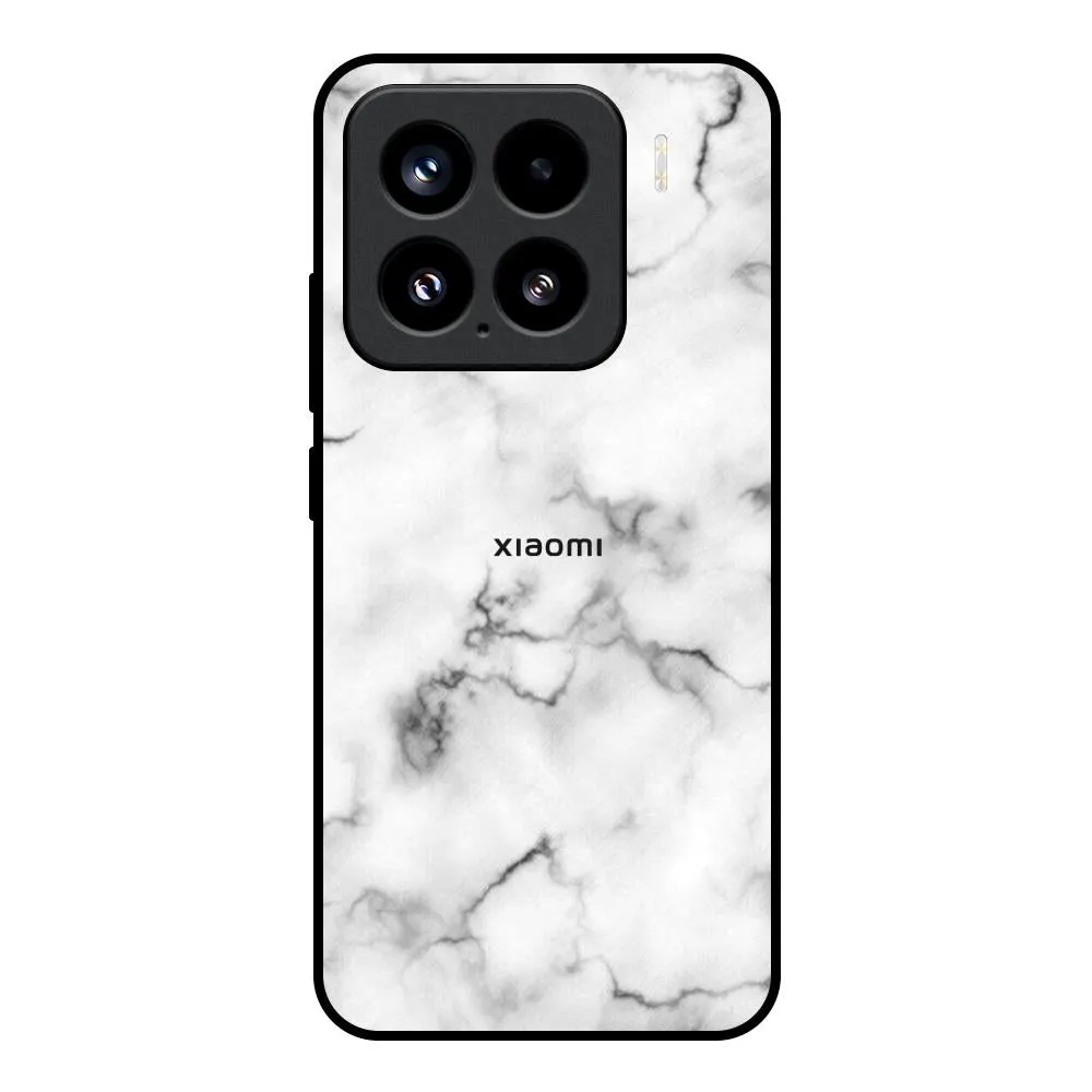 Premium Edge Design Satin White Marble Glass Case for Mi 15 5G