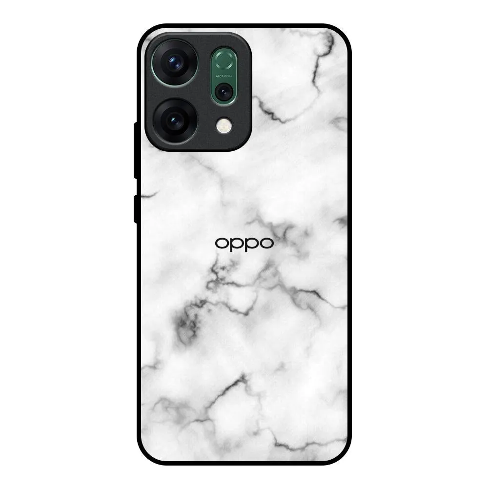 Satin White Marble Glass Case for Oppo Reno14 Pro 5G Casual Texture