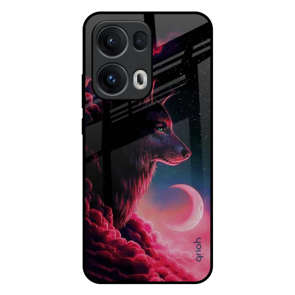 Moon Wolf Glass Case for Oppo Reno13 Pro 5G Travel Companion