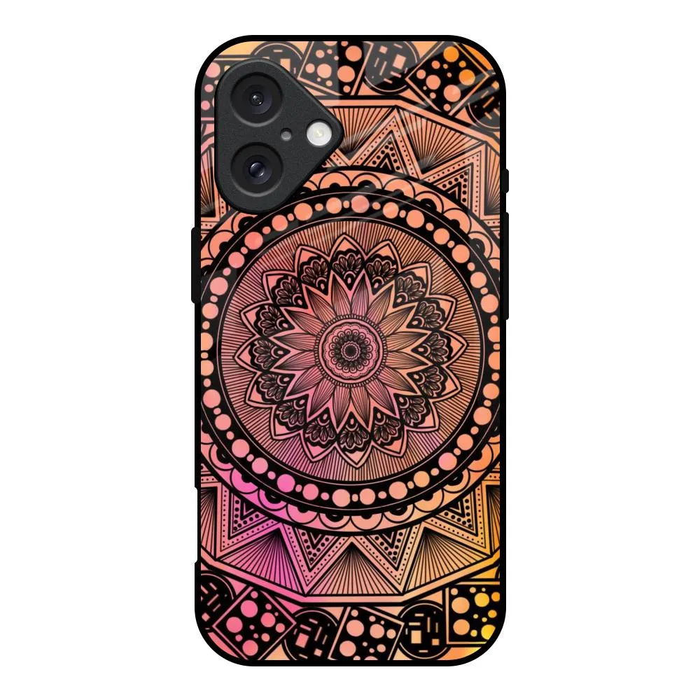 Premium Pattern Design Stylish Layer Texture Floral Mandala Glass Case for iPhone 16