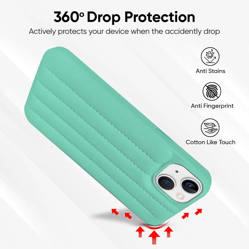 Sea Blue Stitch Leather Back Cover for iPhone Lightweight Build Quality