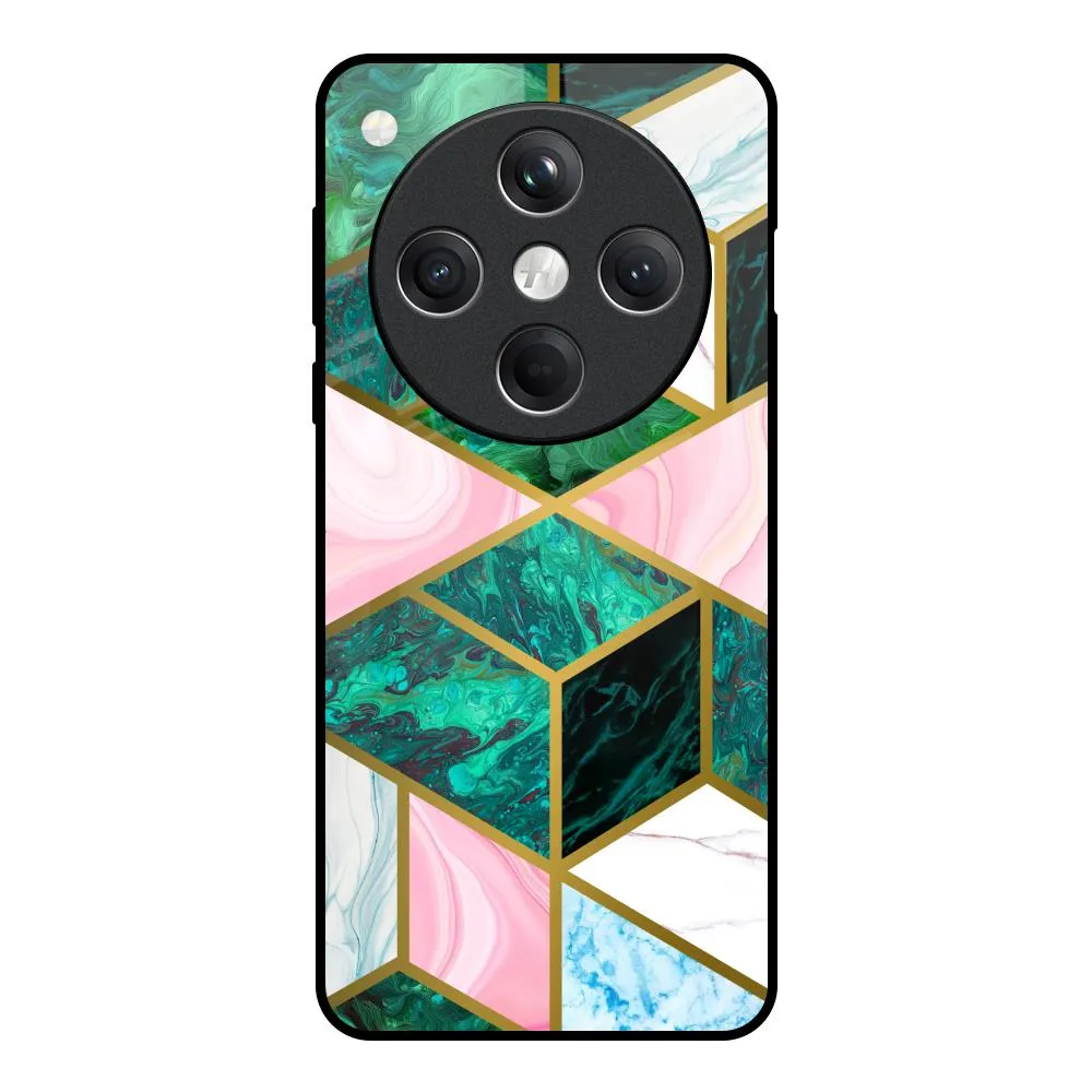 Scratchproof Surface Seamless Green Marble Glass Case for Oppo Find X8 5G