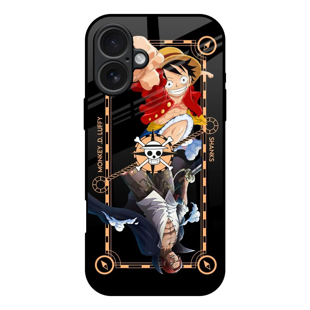 Shanks & Luffy Glass Case for iPhone 17 Stylish Texture Protective Pattern Texture