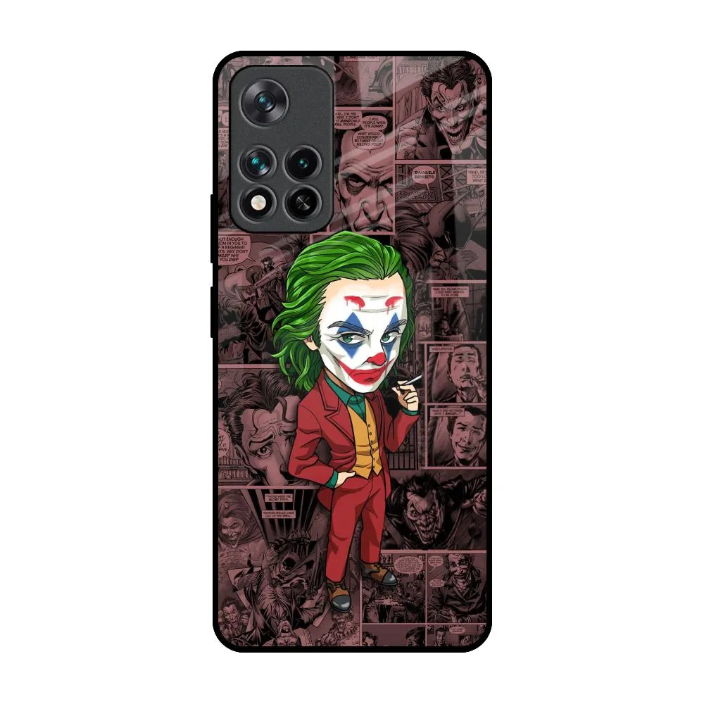 Joker Cartoon Glass Case for Mi 11i Rugged Pattern Design