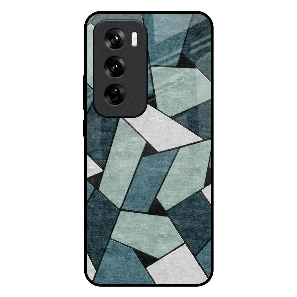 Flexible Pattern Texture Abstact Tiles Glass Case for Oppo Reno 12 Pro 5G
