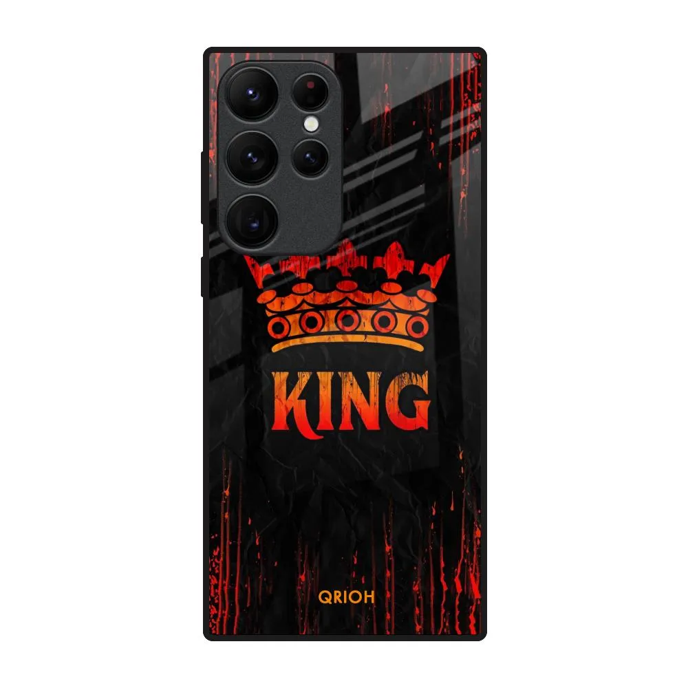 Vivid Detail Texture Desk Companion Royal King Glass Case for Samsung Galaxy S22 Ultra 5G