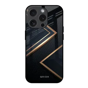 Sleek Golden & Navy Glass Case for iPhone 15 Pro Smooth Shape