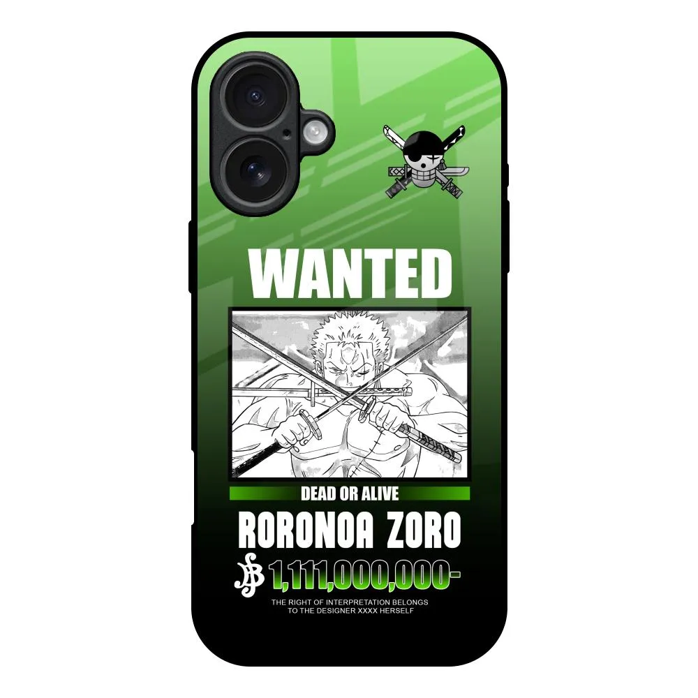 Durable Finish Shock Layer Zoro Wanted Glass Case for iPhone 17