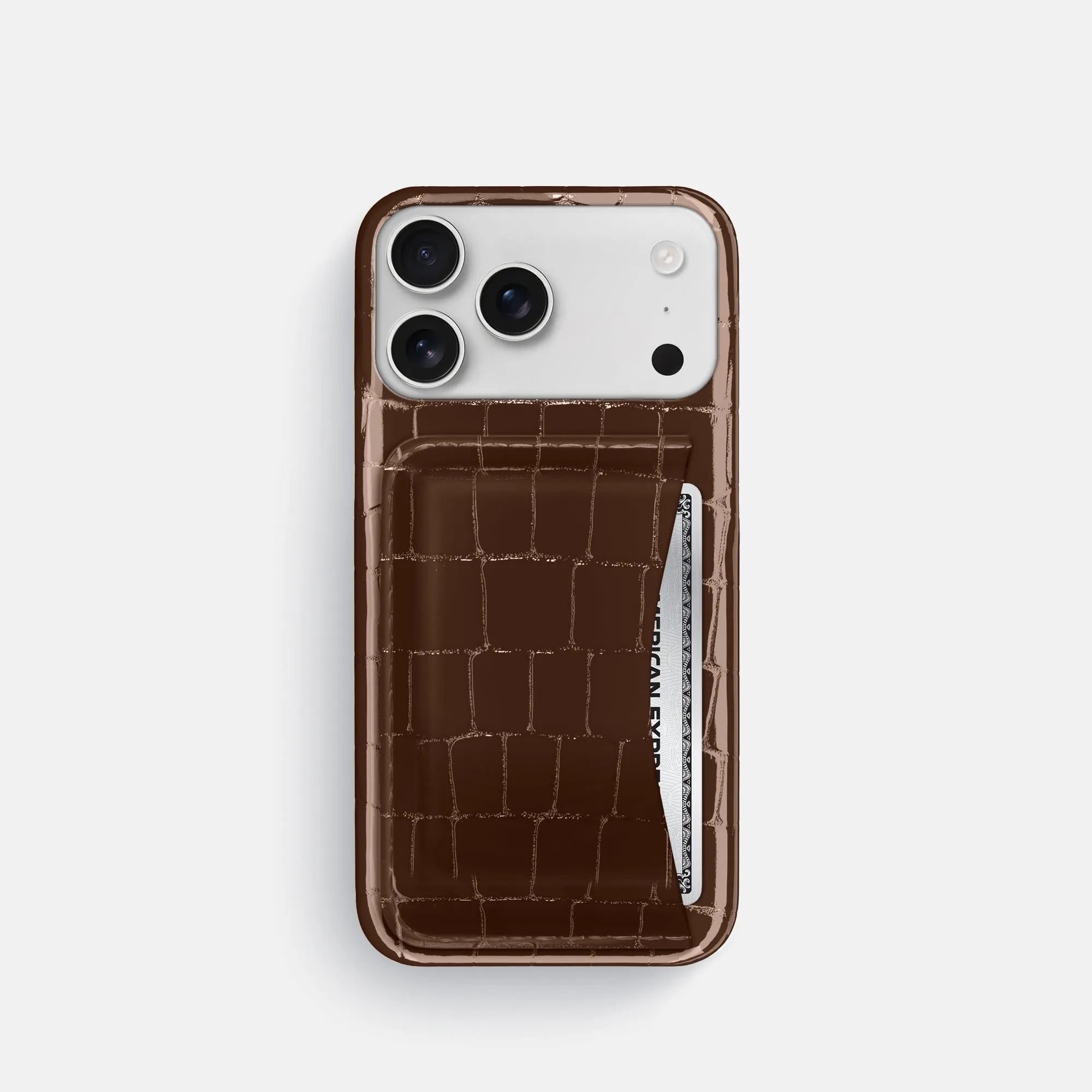 Slim Card Case For iPhone 17 Pro In Shiny Alligator Flexible Touch Urban Fashion