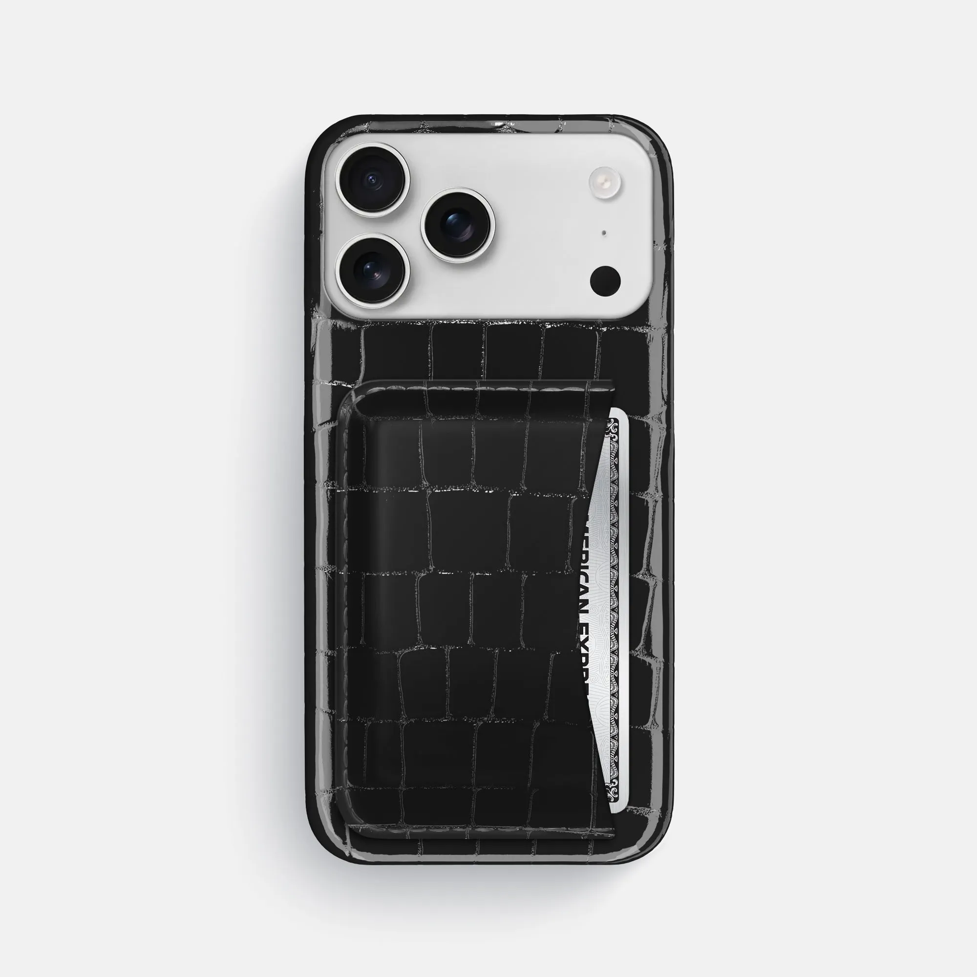 Slim Card Case For iPhone 17 Pro Max In Shiny Alligator Protective Texture Layer