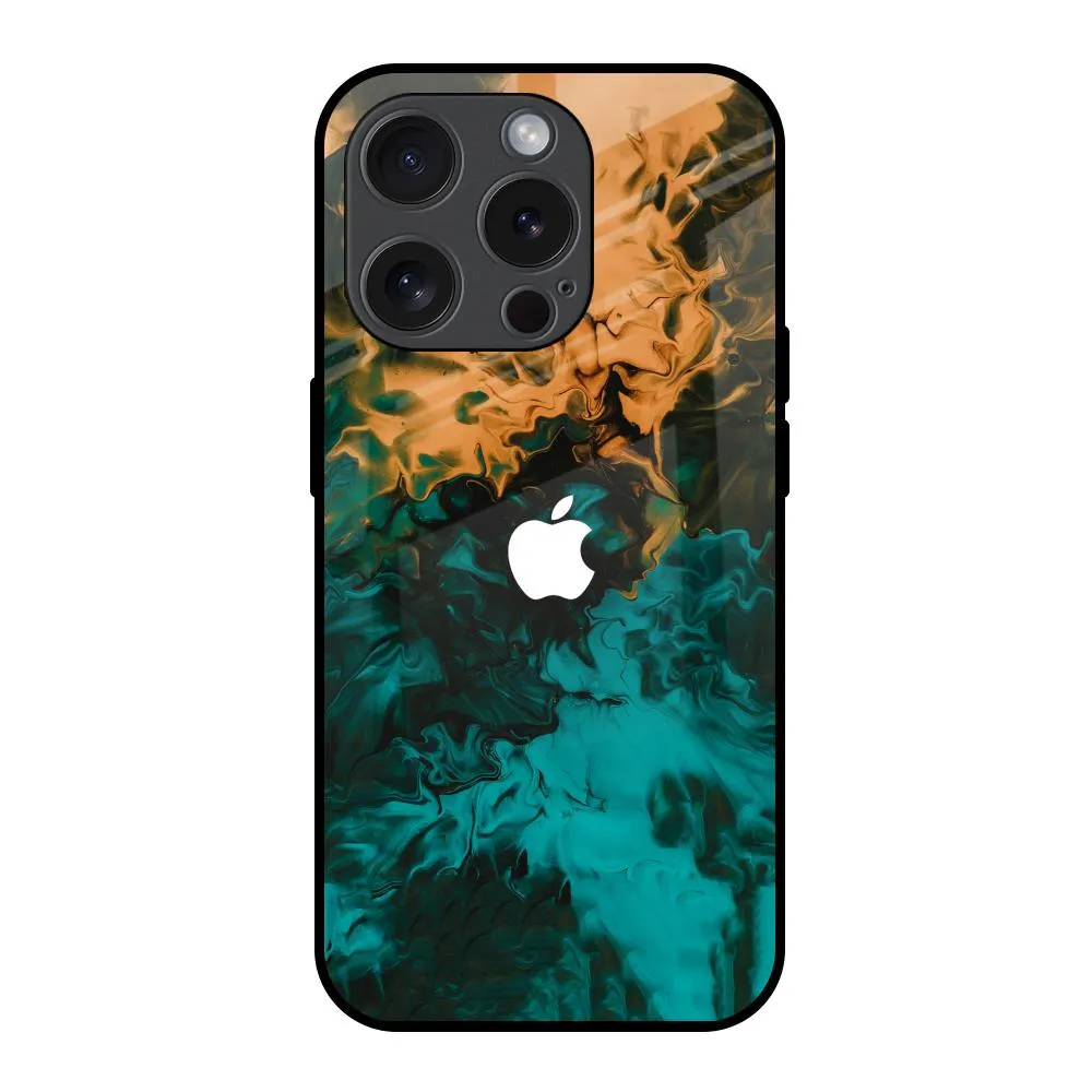 Watercolor Wave Glass Case for iPhone 15 Pro Compact Frame