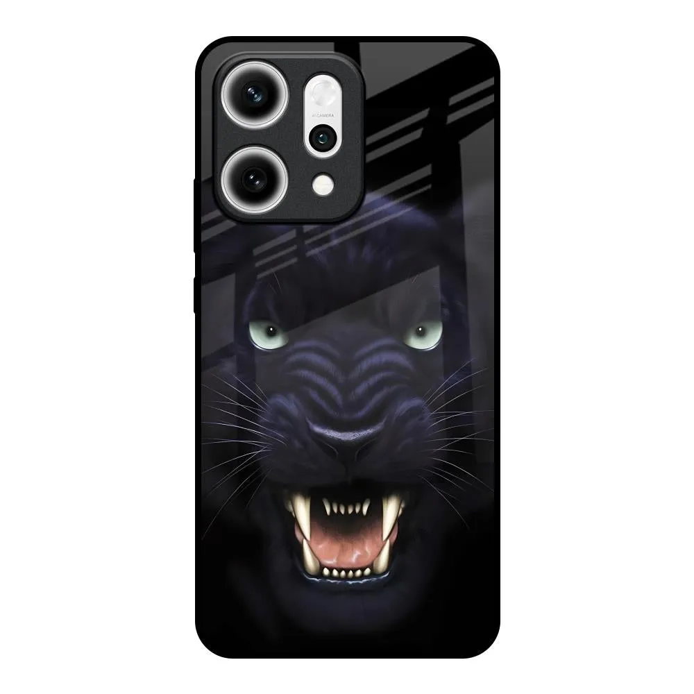 Angry Black Tiger Glass Case for Oppo Reno14 5G Modern Detail Enhanced Durability