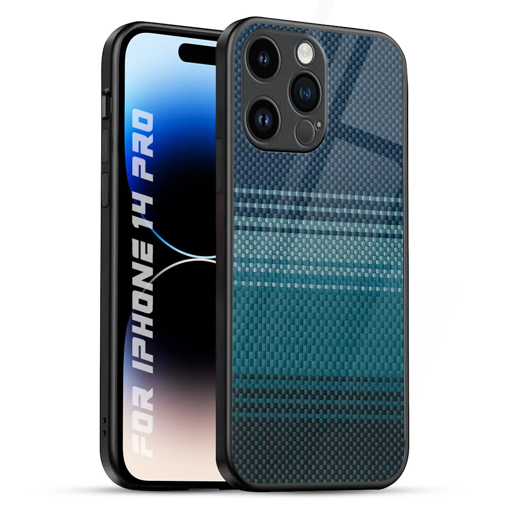 Portable Layer Hybrid Shield Modern Rug Glass Case for iPhone 14 Pro