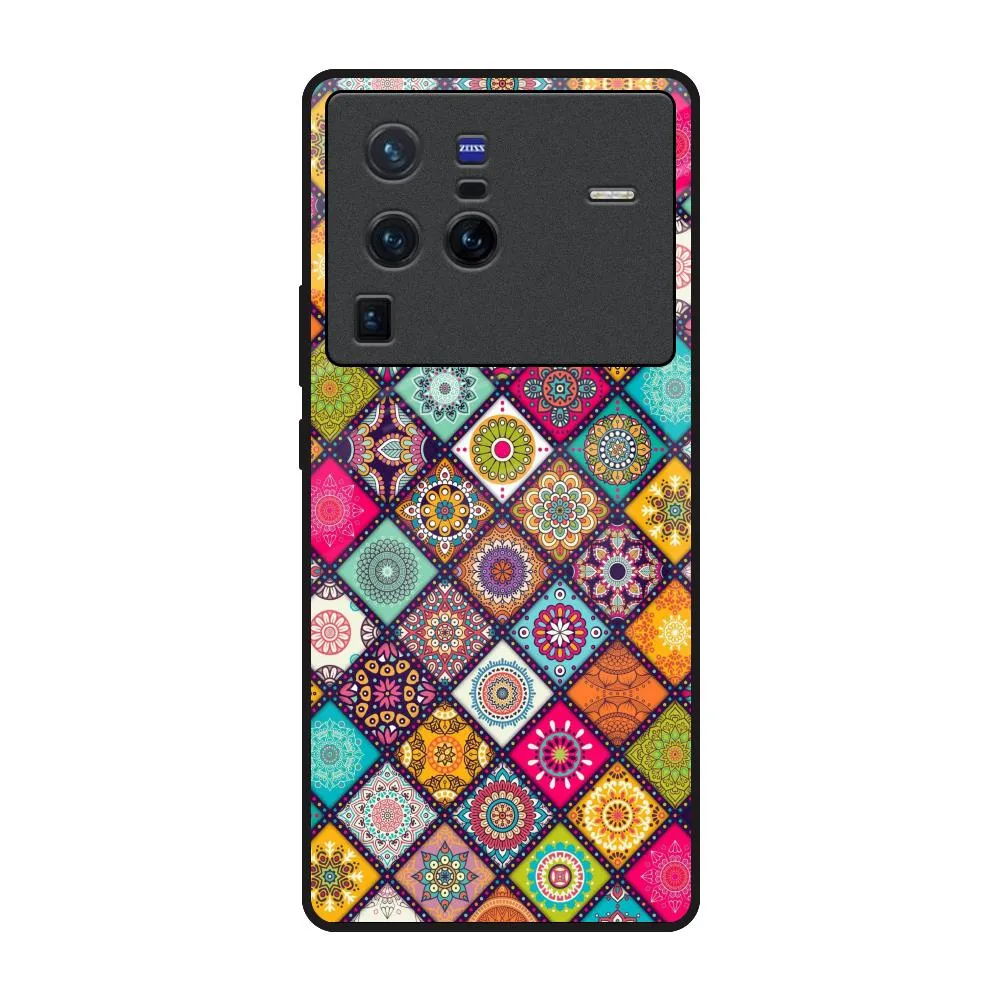 Printed Artwork Grip Enhanced Multicolor Mandala Glass Case for Vivo X80 Pro 5G