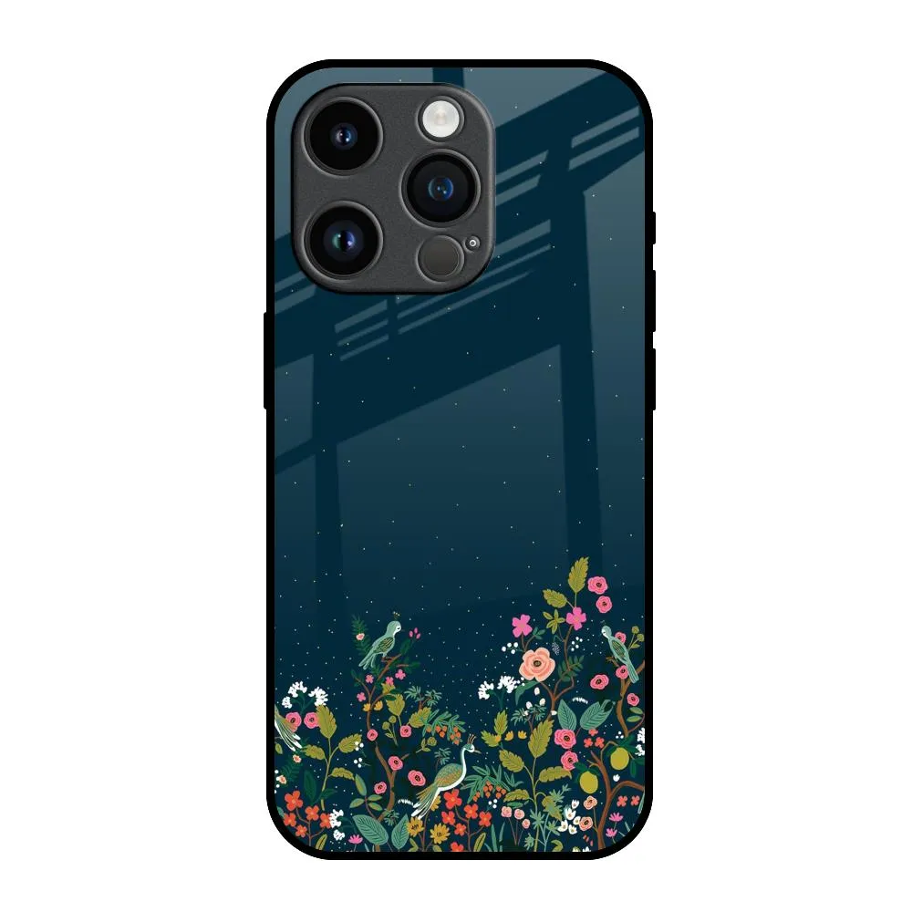 clean design Creative Pattern Small Garden Glass Case For iPhone 14 Pro
