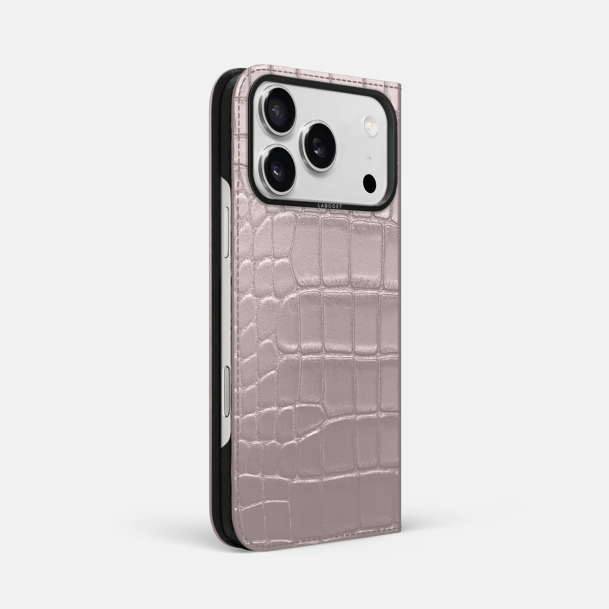 Hybrid Grip Finish Folio Case For iPhone 17 Pro Max In Metallic Alligator