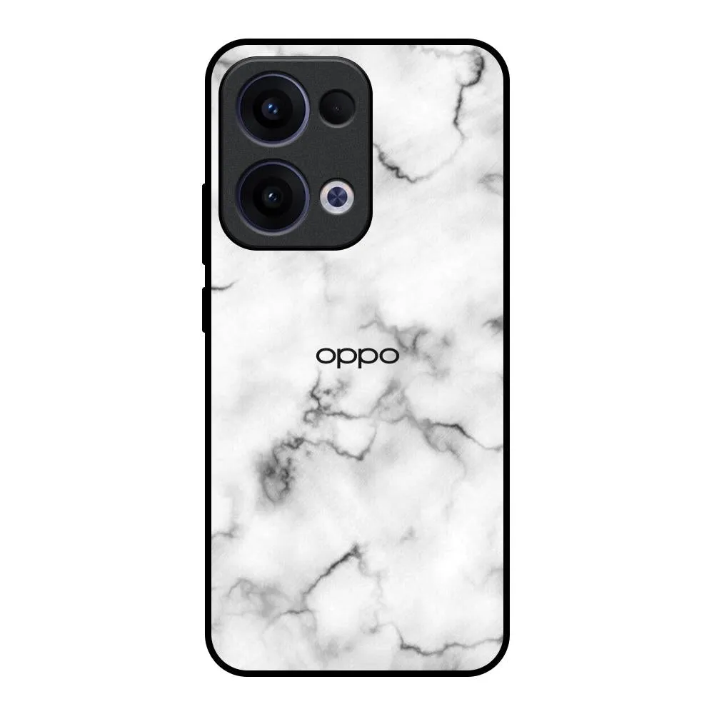 Satin White Marble Glass Case for Oppo Reno13 5G Subtle design Matte Shield Layer