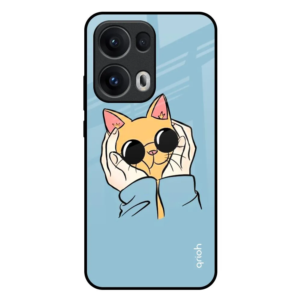 Gradient Finish Adorable Cute Kitty Glass Case For Oppo Reno13 Pro 5G