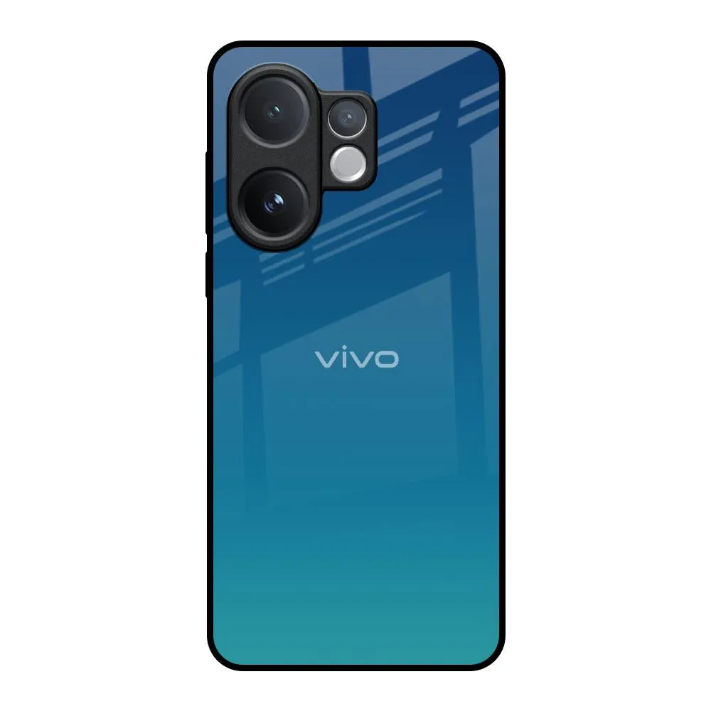 Celestial Blue Glass Case For Vivo V60 5G Modern Design Texture Urban Fashion