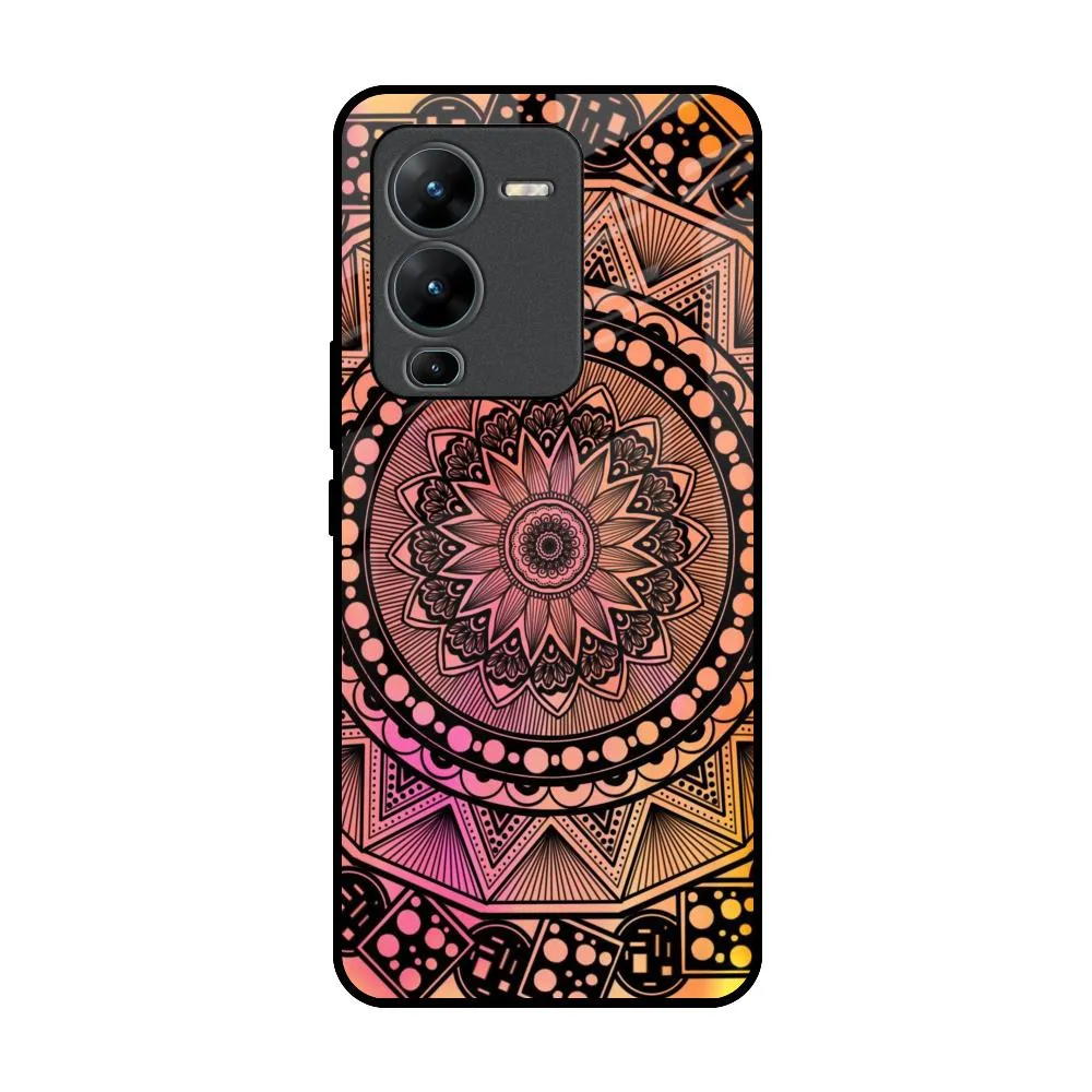 Floral Mandala Glass Case for Vivo V25 Pro Office use