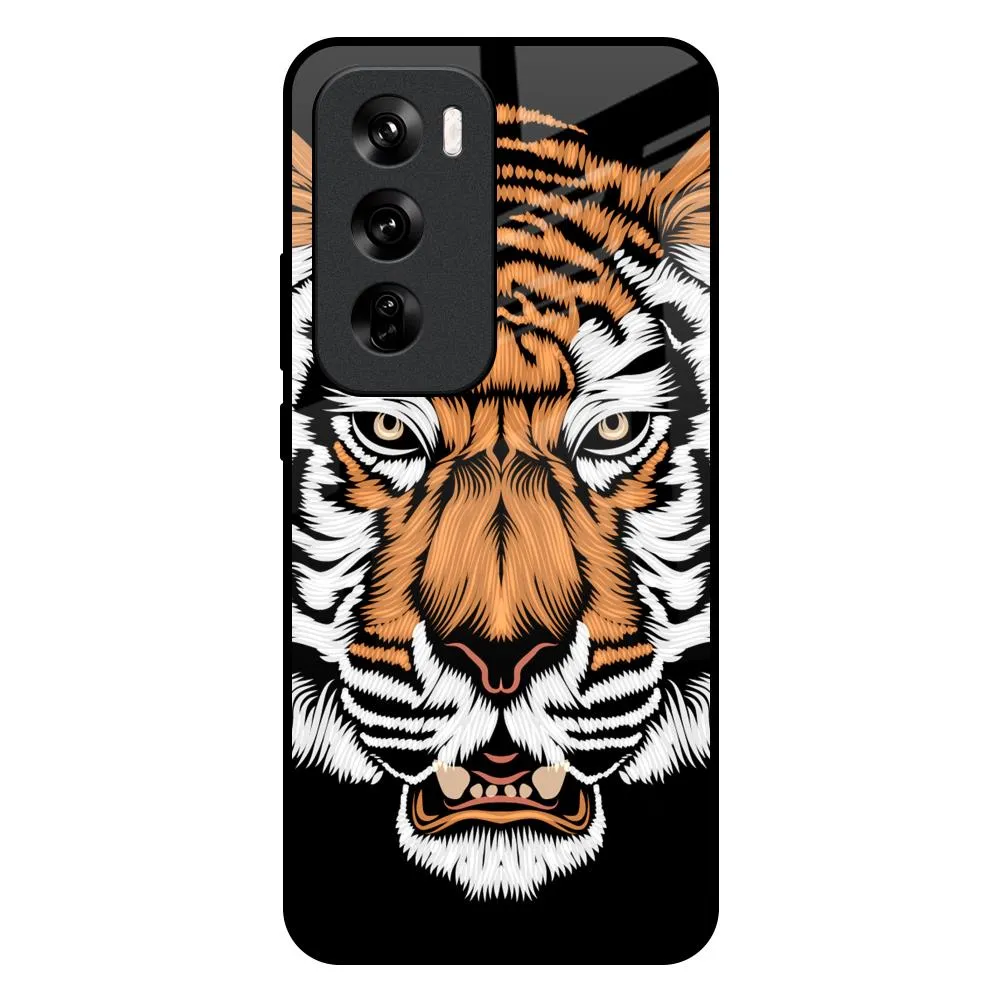 Compact Style Angry Tiger Glass Case For Oppo Reno 12 5G