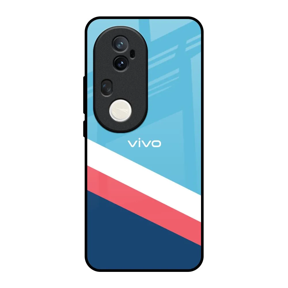 Luxury Coating Pink & White Stripes Glass Case For Vivo T4 Ultra 5G