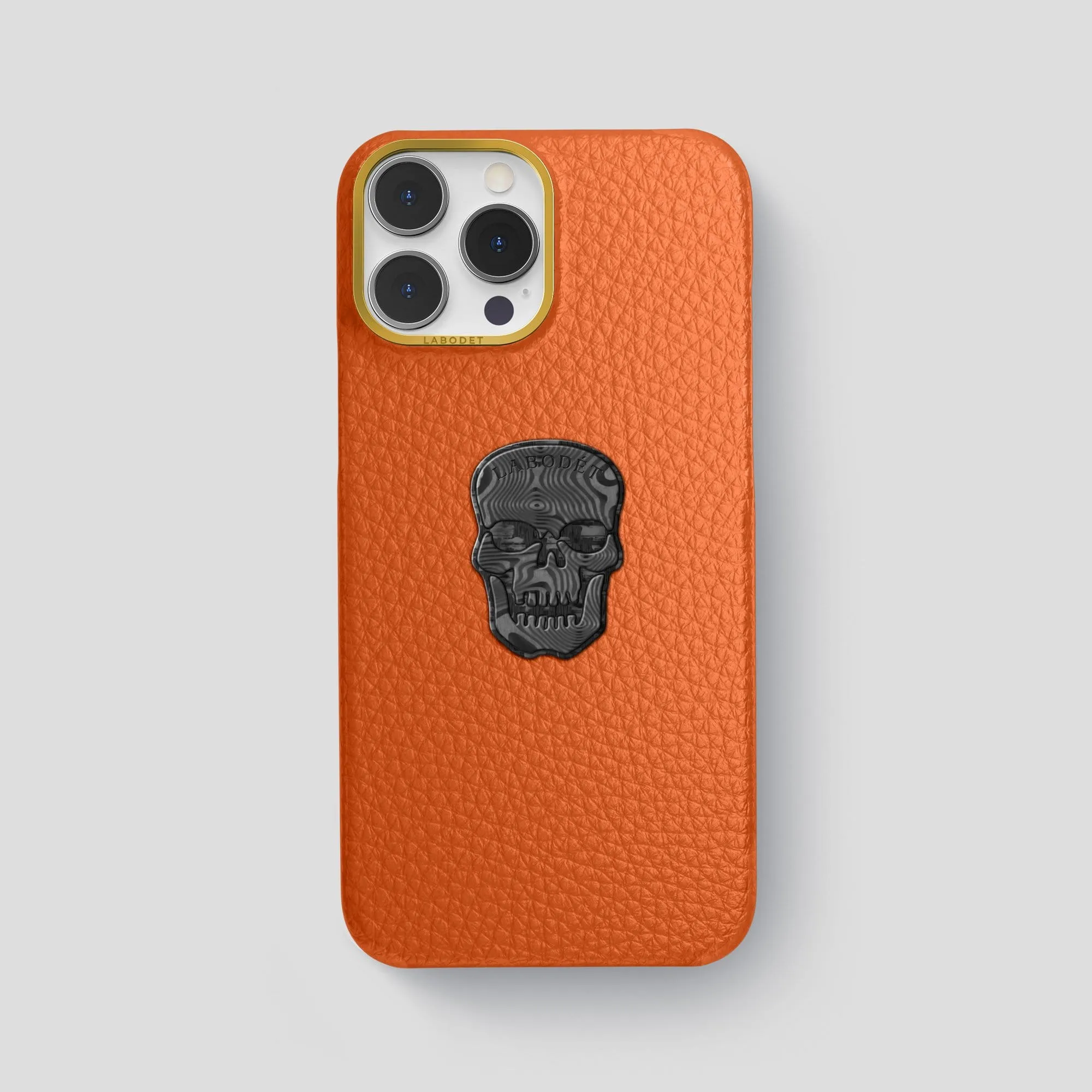 Water shield Compact Texture Layer Classic Case With Carbon Skull For iPhone 14 Pro Max In Calf