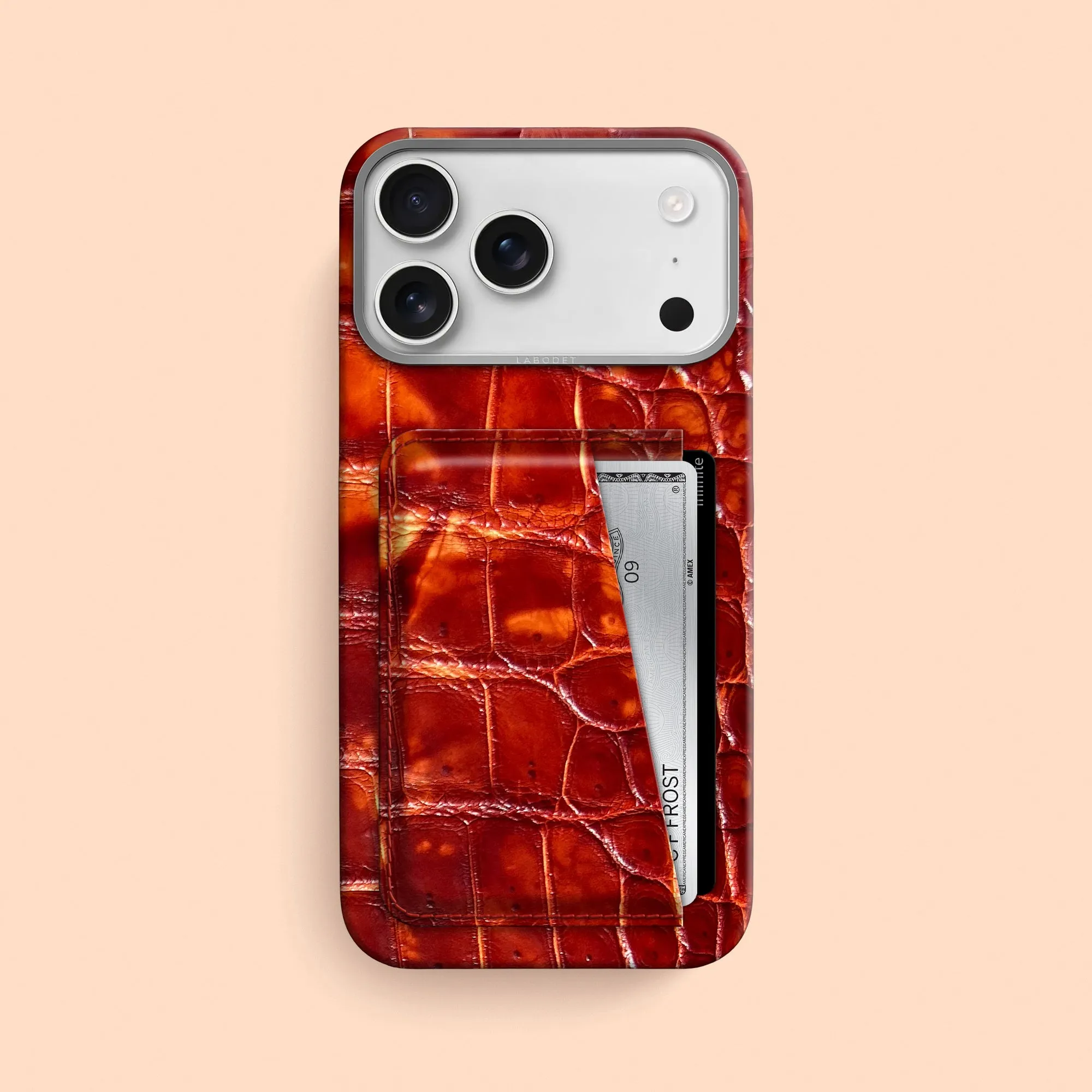 Double Card Case 1/1 Red-Clay For iPhone 17 Pro Max In Alligator Modern Design