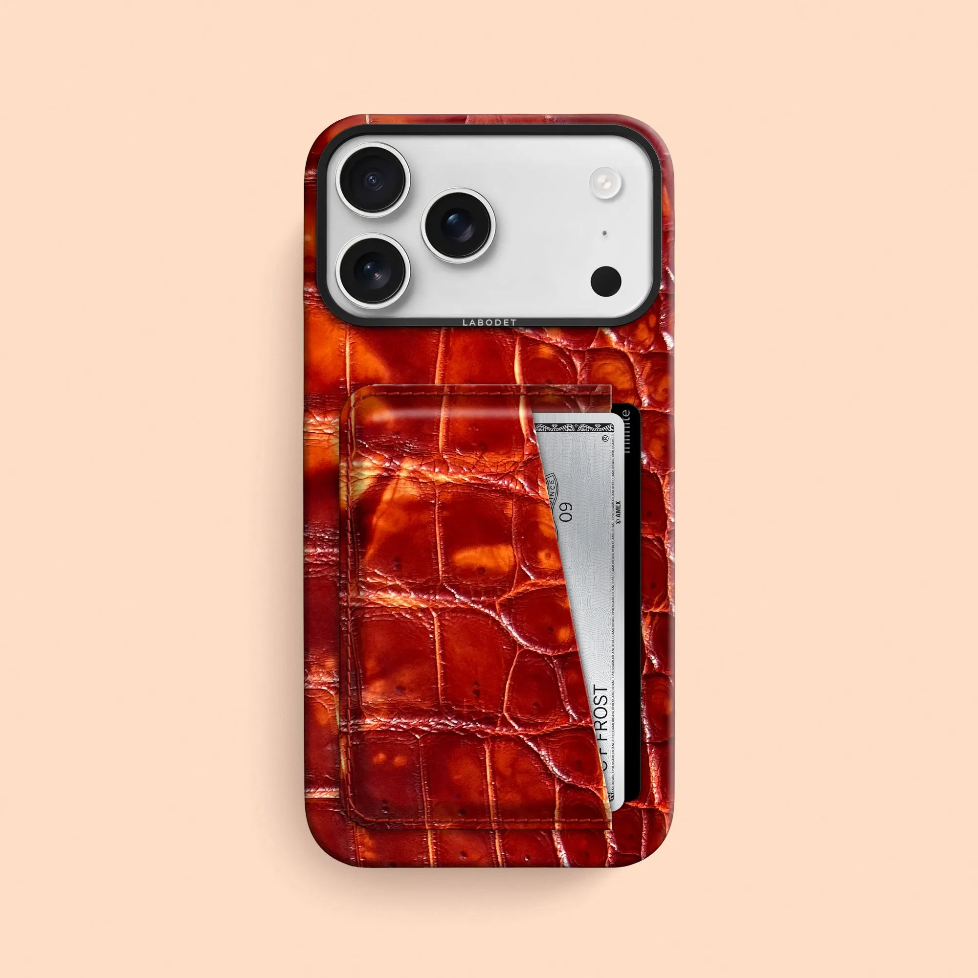 Double Card Case 1/1 Red-Clay For iPhone 17 Pro Max In Alligator Protective Shell Design Protective Craft