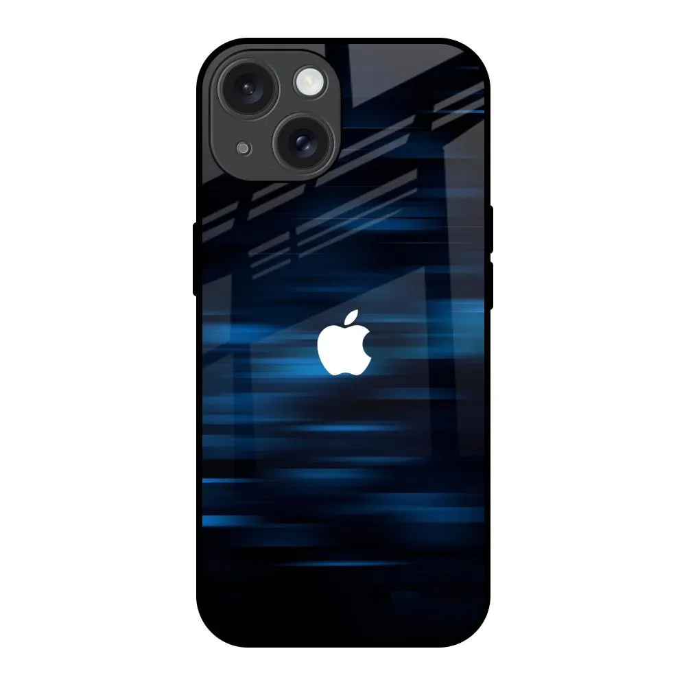 Minimal Edge Blue Rough Abstract Glass Case for iPhone 15